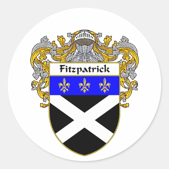 Fitzpatrick Coat of Arms (Mantled) Classic Round Sticker (Front)