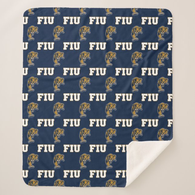 FIU Panthers Pattern Sherpa Blanket (Front)