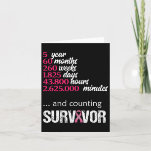 Five 5 Year Survivor Breast Cancer Awareness Gift  Card