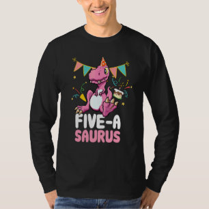 Five A Saurus Dinosaur Cute Kiddo Rex T-Shirt