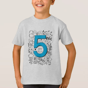 FIVE age 5th Blue  birthday card T-Shirt
