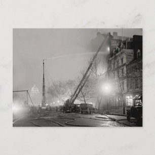 Five Alarm Fire at Night, 1925 Postcard