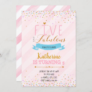 Five and fabulous birthday invitation