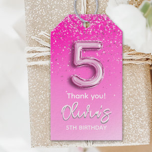 Five and Fabulous Pink Birthday Theme" Gift Tags