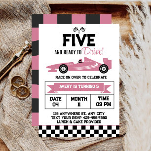 Five And Ready To Drive Girl 5th Birthday Party Invitation