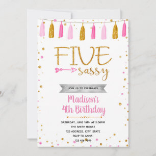FIVE and sassy birthday Invitation