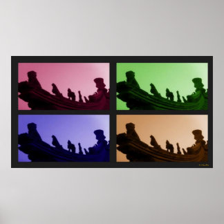 Five Animals On The Roof Poster