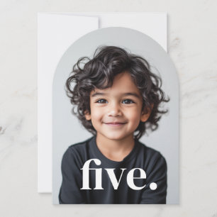 Five Arched Photo 5th Birthday Invitation