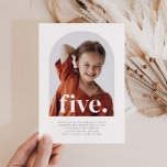 Five Arched Photo Birthday Invitation<br><div class="desc">A simple 5th Birthday invitation featuring your own photo in an arch shape and the words 'five.' over the top.</div>