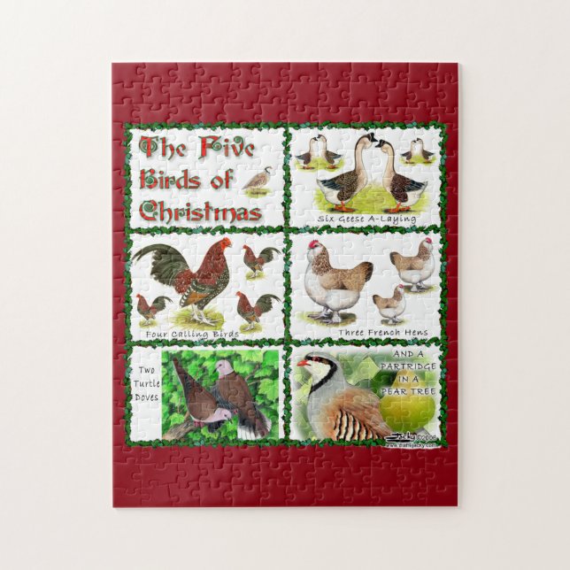 Five Birds of Christmas Jigsaw Puzzle (Vertical)