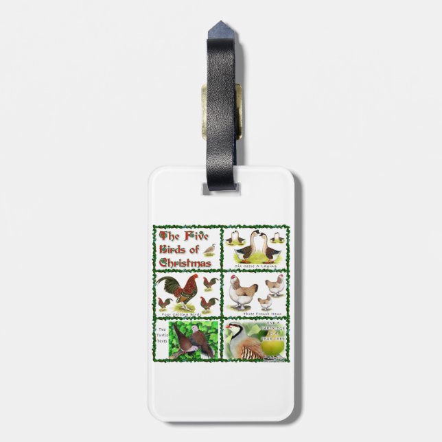 Five Birds of Christmas Luggage Tag (Back Vertical)