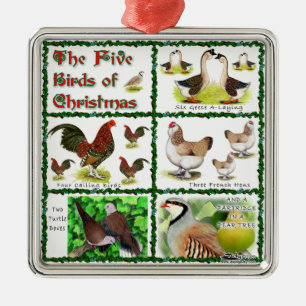 Five Birds of Christmas Metal Tree Decoration