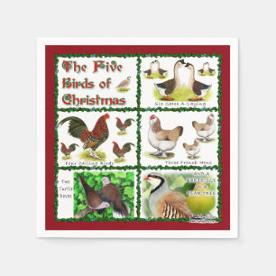 Five Birds of Christmas Napkin