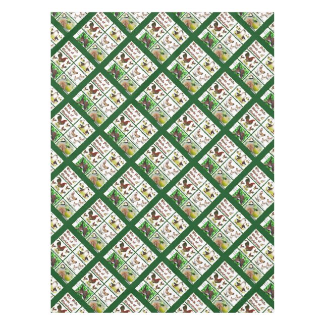 Five Birds of Christmas Tablecloth (Front)
