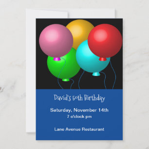 Five Birthday Balloons Custom 50th Birthday Invitation