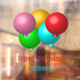 Five Birthday Balloons Customisable Text Window Cling