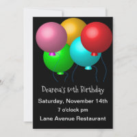 Five Birthday Balloons on Black 50th Party