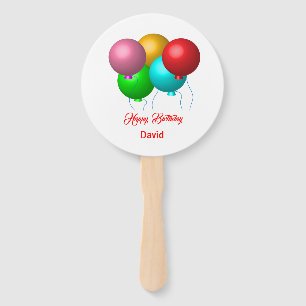 Five Birthday Balloons Personalised Happy Birthday Hand Fan