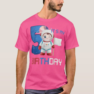 Five Birthday Little Space Lover Boy 5 Years Astro T-Shirt