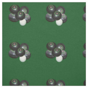Five Black Lawn Bowls And Jack Pattern, Fabric