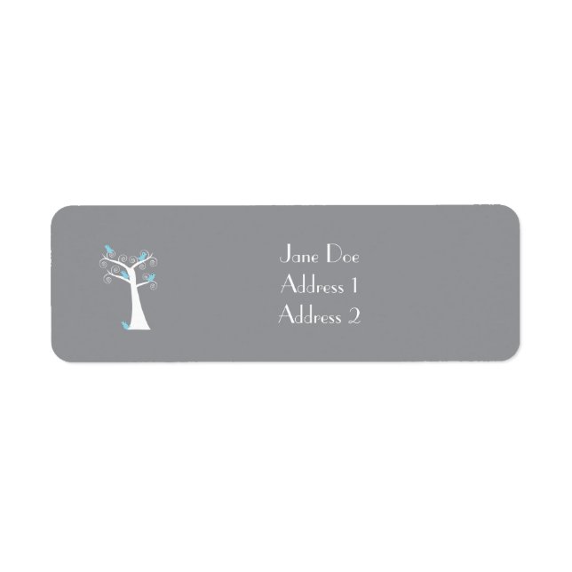 Five Blue Birds in a Tree Personalise Label (Front)