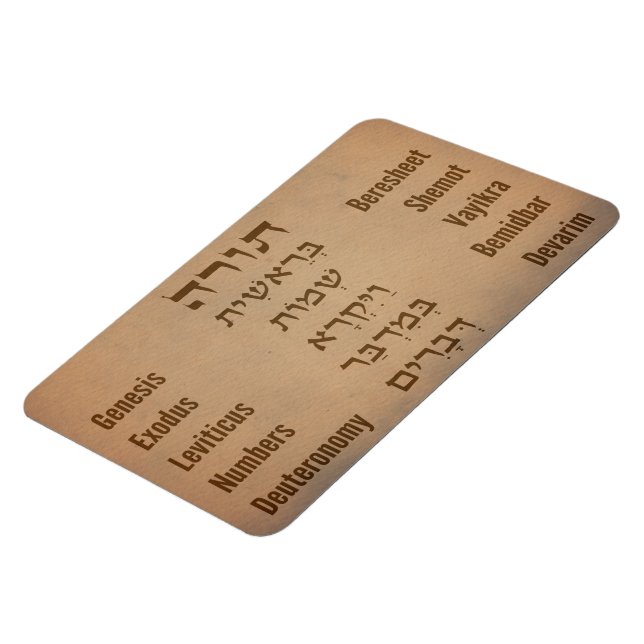 Five Books of the Torah/Bible in Hebrew English Magnet (Left Side)