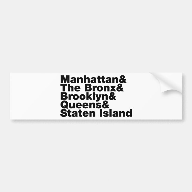 Five Boroughs ~ New York City Bumper Sticker (Front)
