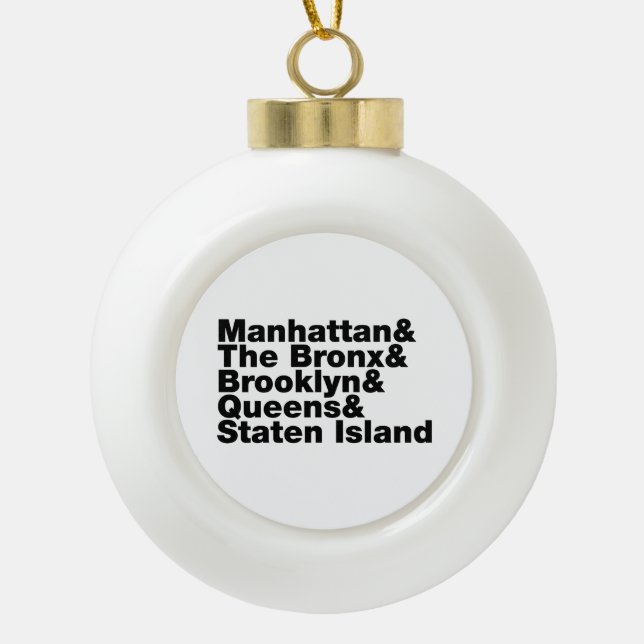 Five Boroughs ~ New York City Ceramic Ball Christmas Ornament (Front)