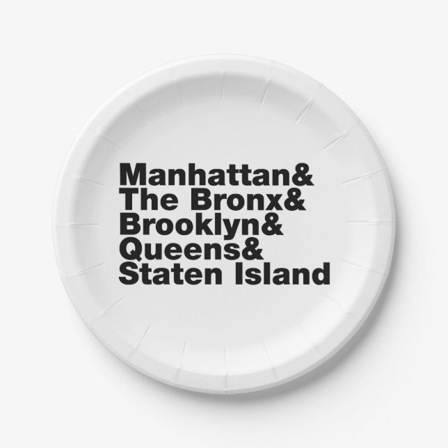 Five Boroughs ~ New York City Paper Plate (Front)
