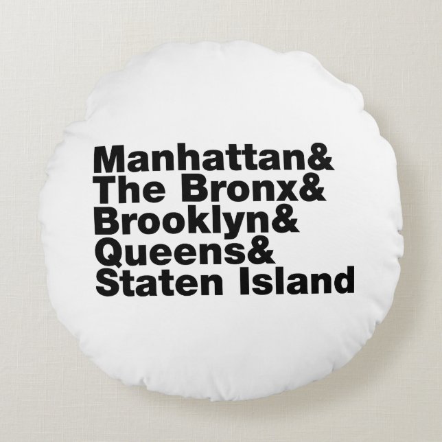 Five Boroughs ~ New York City Round Cushion (Front)