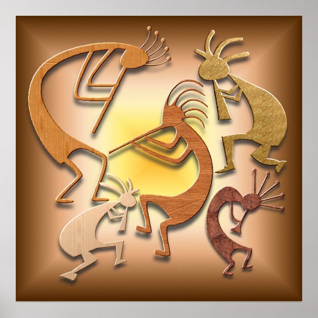 Five Brown Kokopellis Poster (Front)