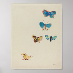 Five Butterflies by Odilon Redon Print