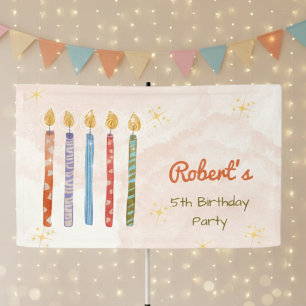 Five Candles Kids Birthday  Banner