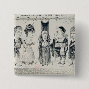 Five caricatures of the cast of a French 15 Cm Square Badge
