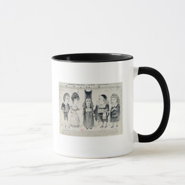 Five caricatures of the cast of a French Mug (Right)