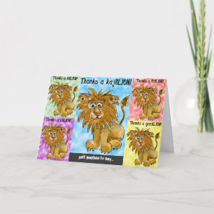Five Cartoon Lions Thank You Card