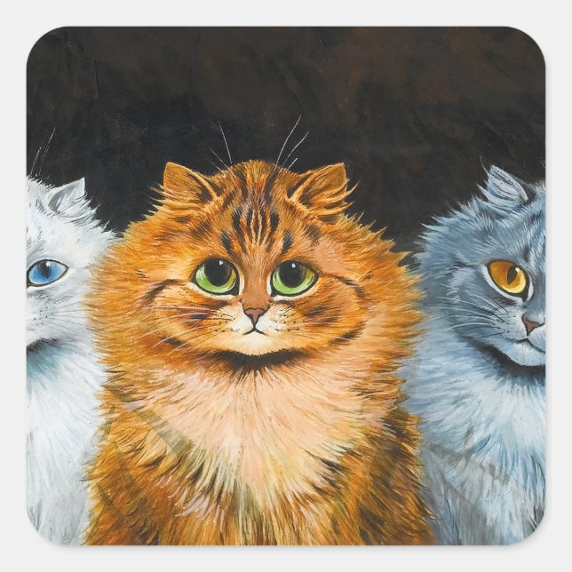 Five Cats by Louis Wain Square Sticker (Front)