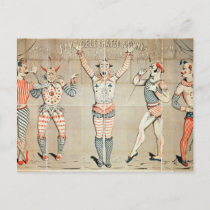 Five Celebrated Clowns Attached to Sands Postcard