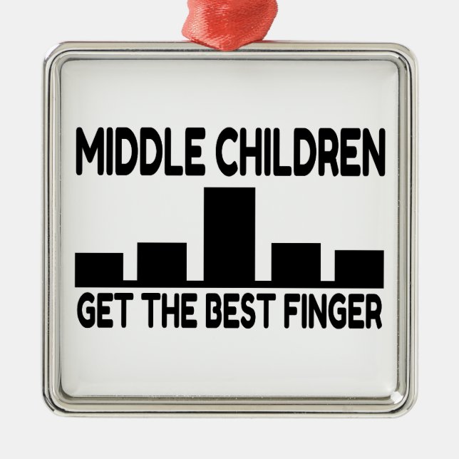 Five Children Middle Child Middle Finger Joke Metal Tree Decoration (Front)