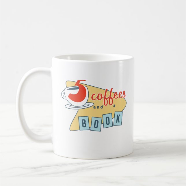 Five Coffees and a Book coffee mug (11oz) (Left)
