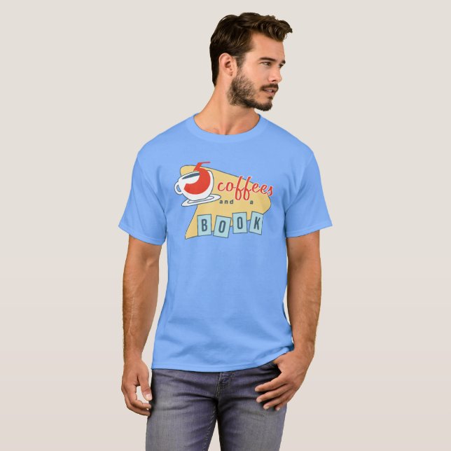 five coffees and a book men's tee (Front Full)