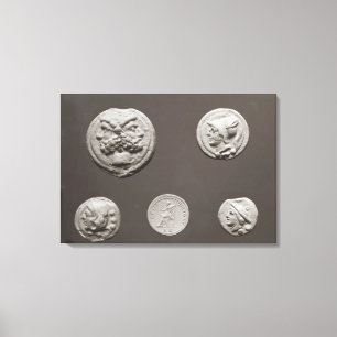 Five coins canvas print