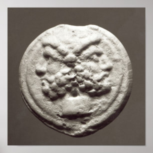 Five coins depicting Janus, Jupiter Poster