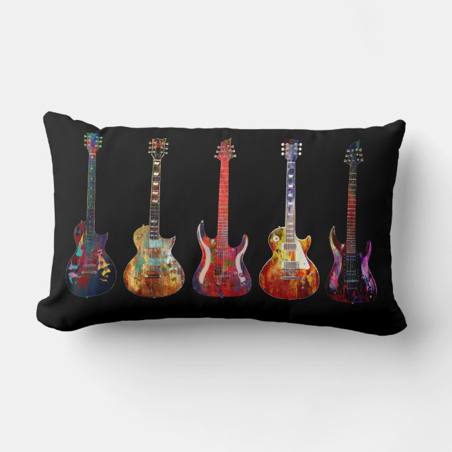 Five colorful guitars lumbar cushion (Front)