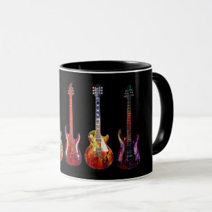 Five colorful guitars mug