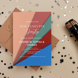 Five colour Geometric New Year's Eve Party Invitation