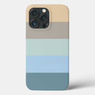 Five Colour Striped Blue Brown Sand Beige Turquois iPhone 13 Pro Case