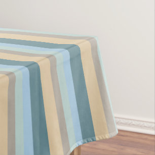 Five Colour Striped Blue Brown Sand Beige Turquois Tablecloth