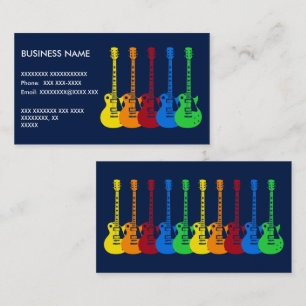 Five Colourful Electric Guitars  Business Card