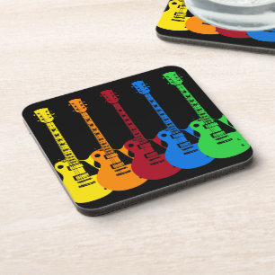Five Colourful Electric Guitars Coaster